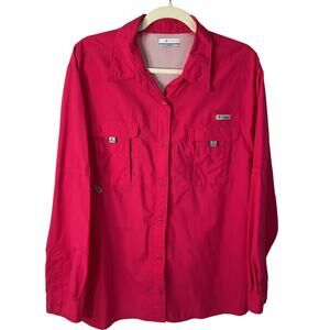 Columbia Women's PFG Bahama Long Sleeve Fishing Shirt Pink UPF 30 Size 2X/2TF